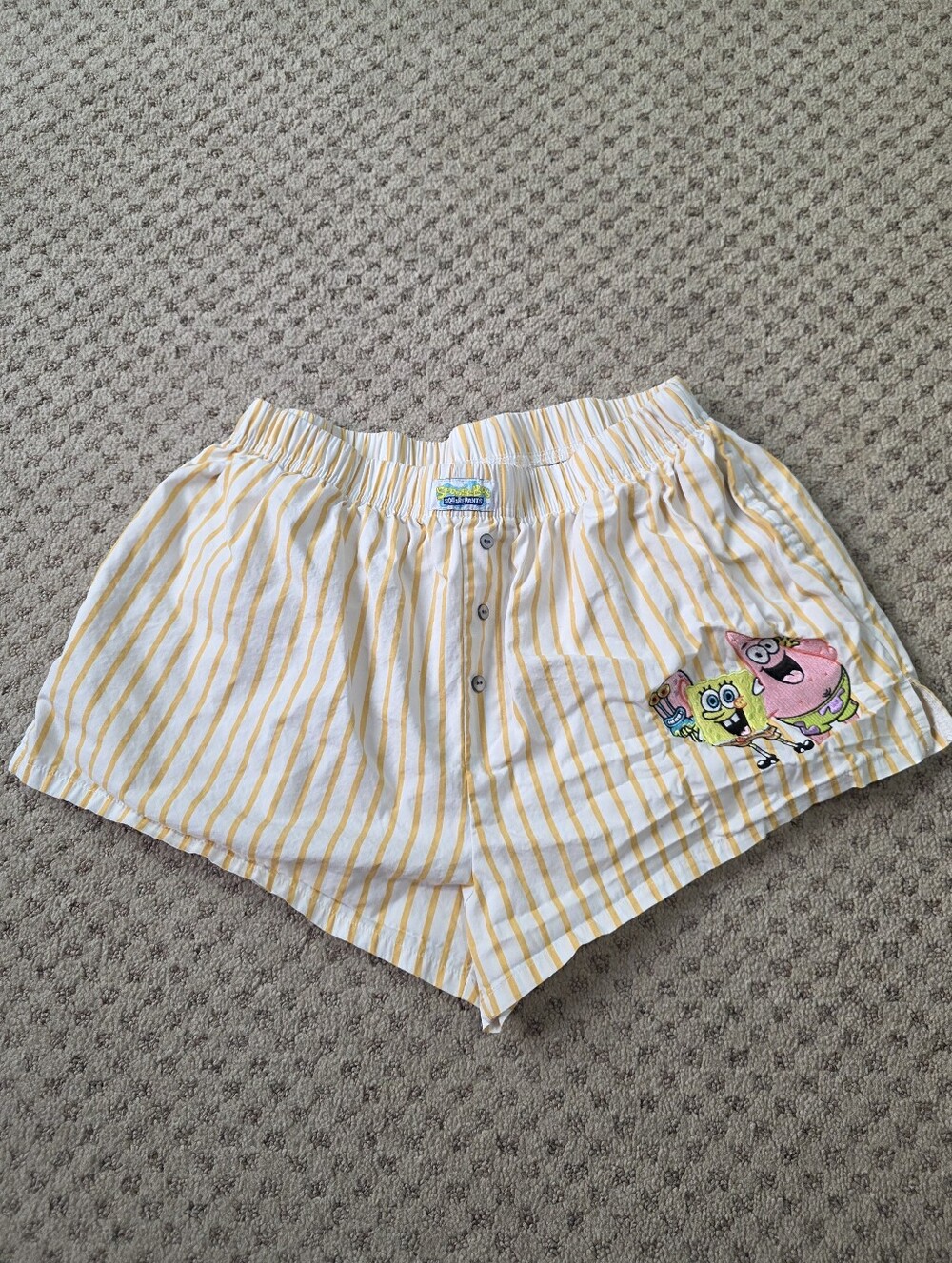 Nickelodeon Yellow & White Striped Women’s Shorts with SpongeBob Patch